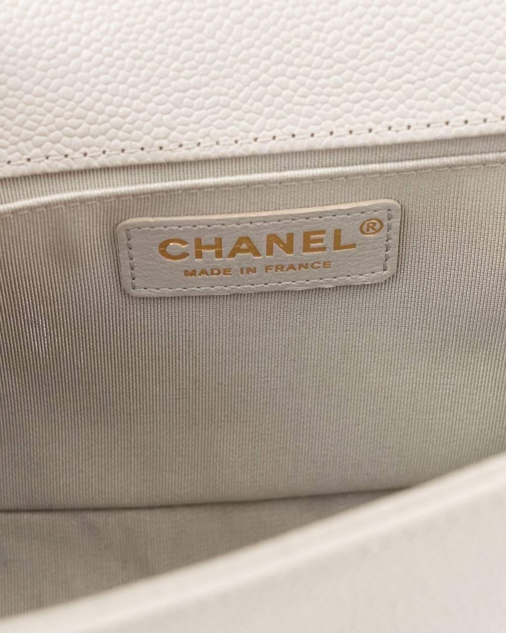 Borsa A Spalla E A Tracolla Chanel Boy Medium Caviar Grigia in vendita 11