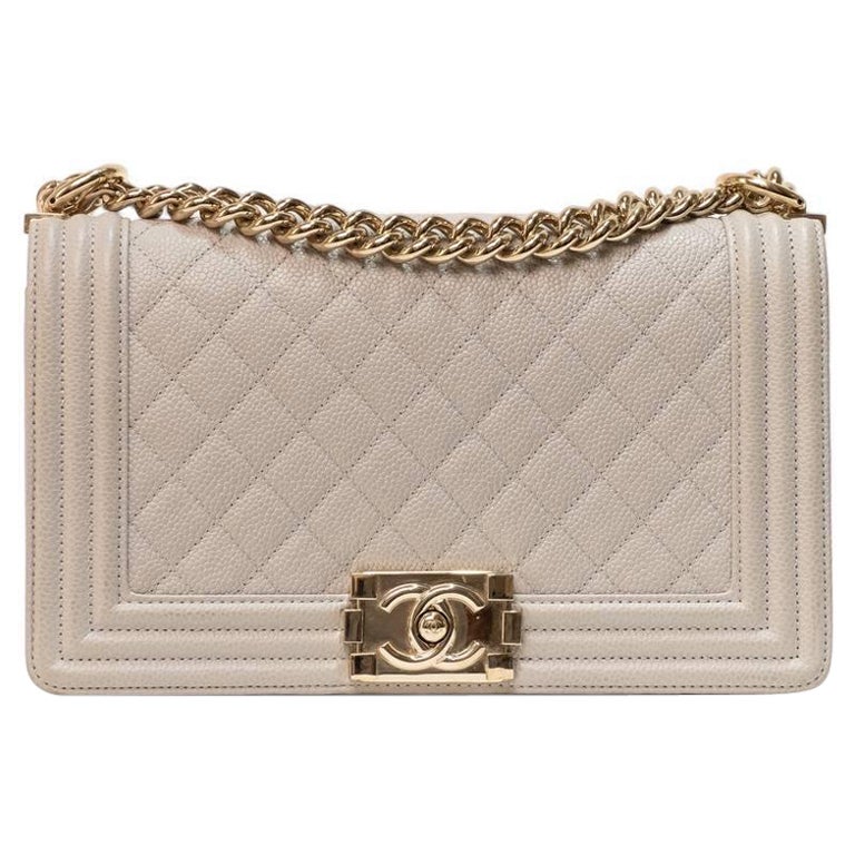 Borsa A Spalla E A Tracolla Chanel Boy Medium Kaviar Grigia