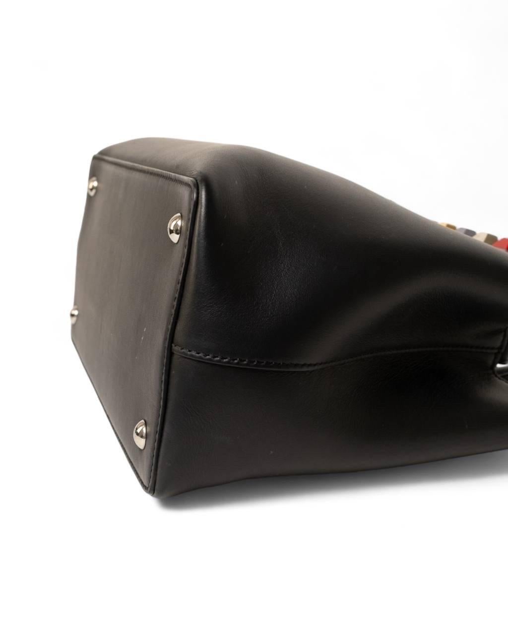 Borsa a Spalla Fendi 2Jours PM Rainbow Nera For Sale 5