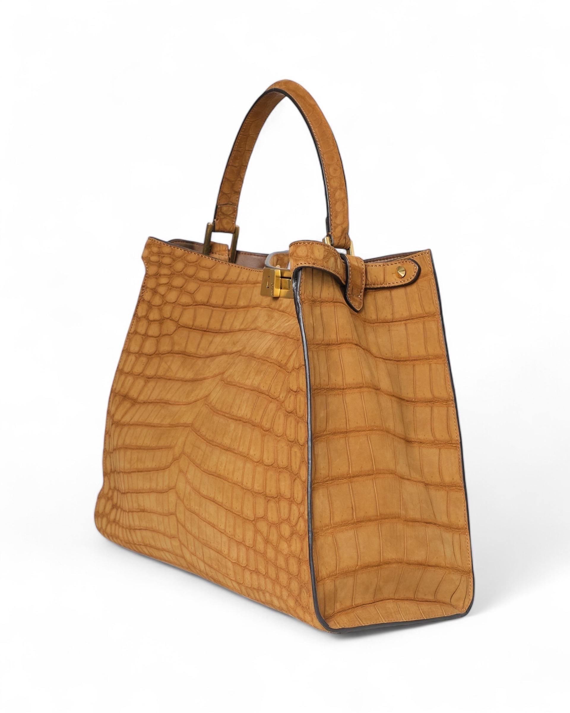 Brown Borsa a Spalla Fendi Peekaboo Medium Cocco Gialla