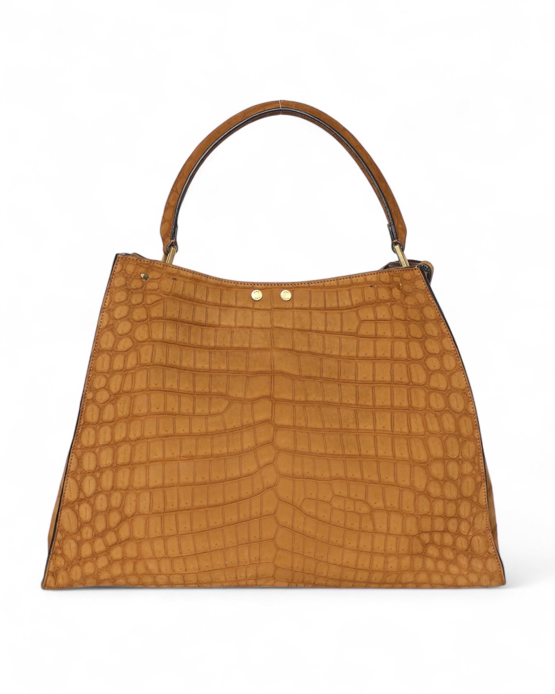 Women's Borsa a Spalla Fendi Peekaboo Medium Cocco Gialla