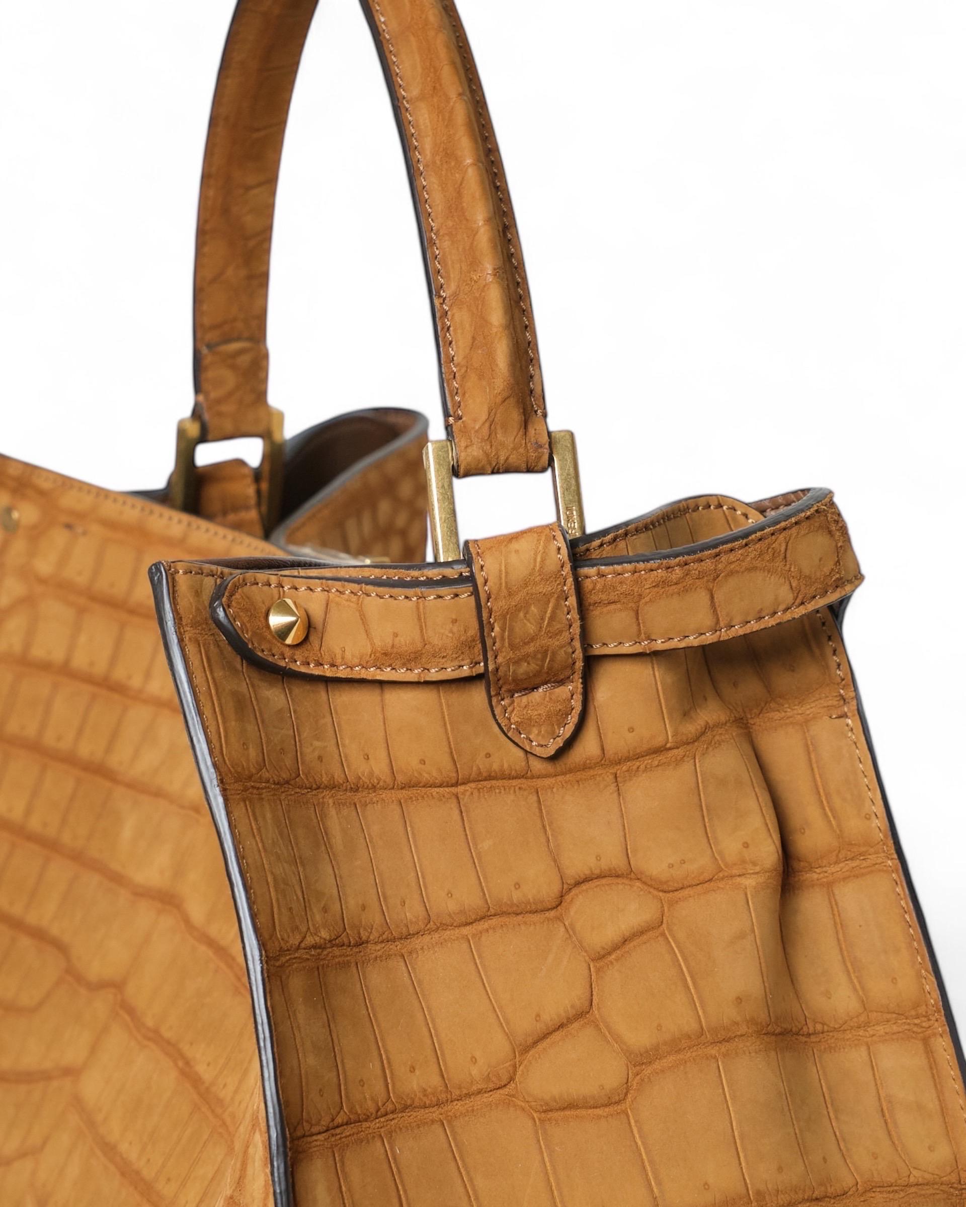 Borsa a Spalla Fendi Peekaboo Medium Cocco Gialla 3