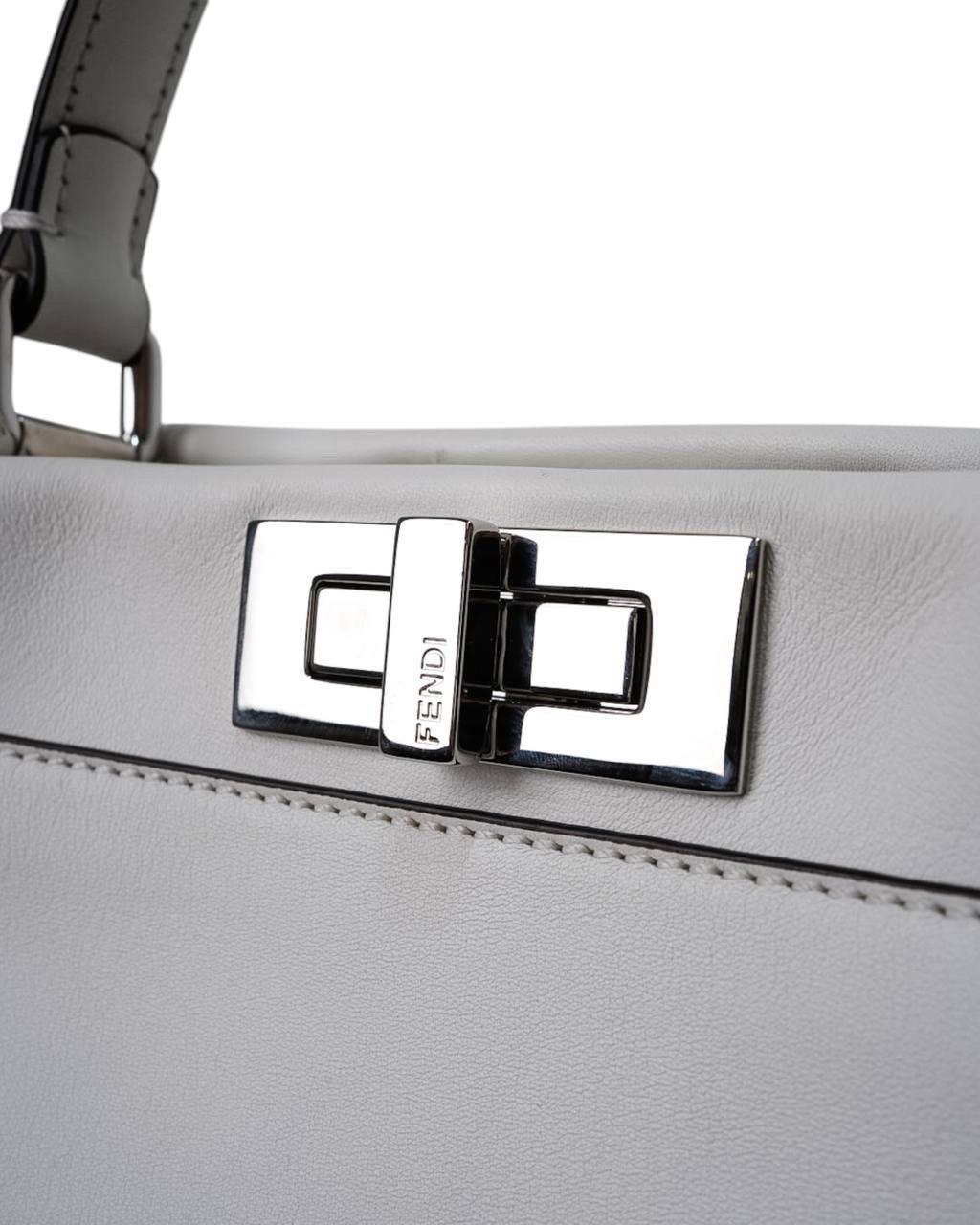 Borsa a spalla Fendi Peekaboo Medium Fiocco Bianca For Sale 6