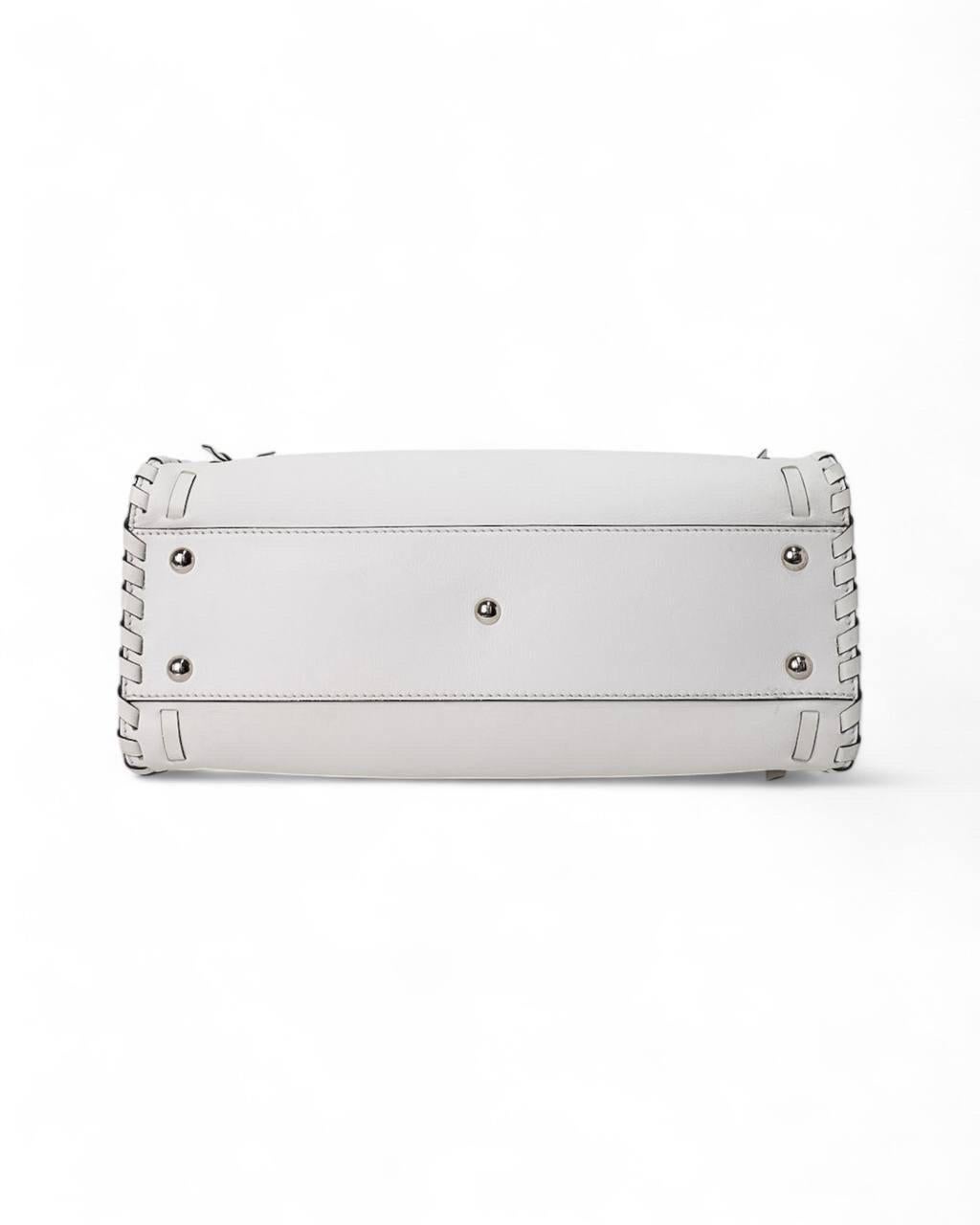 Borsa a spalla Fendi Peekaboo Medium Fiocco Bianca For Sale 2