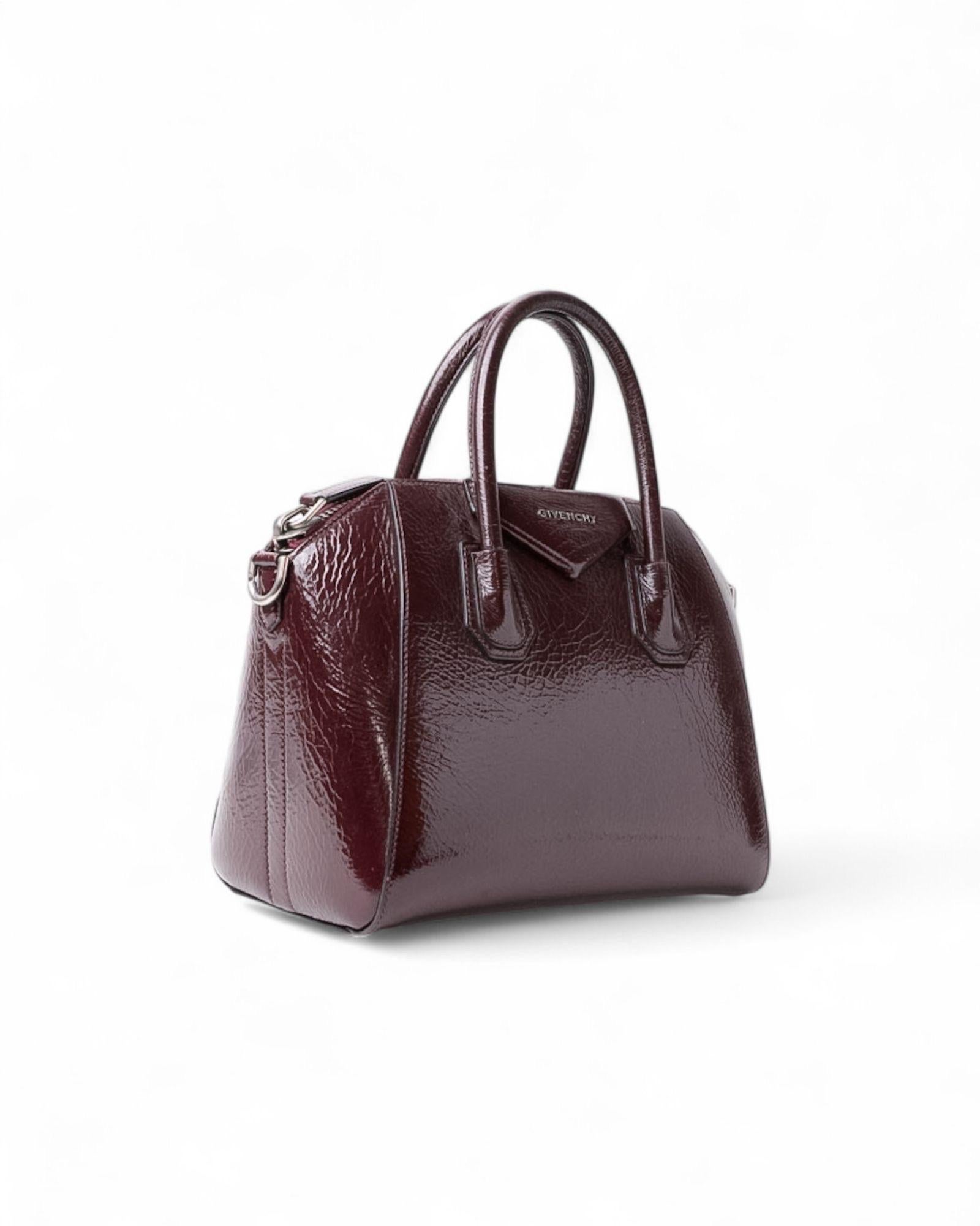 Black Borsa a spalla Givenchy Antigona Small Lucida Borgogna