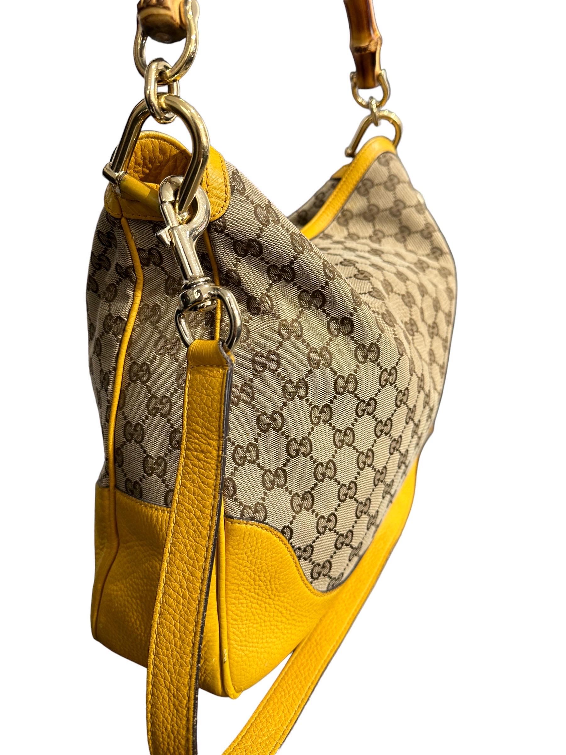 Brown Borsa A Spalla Gucci Shopper Bamboo GG Supreme For Sale