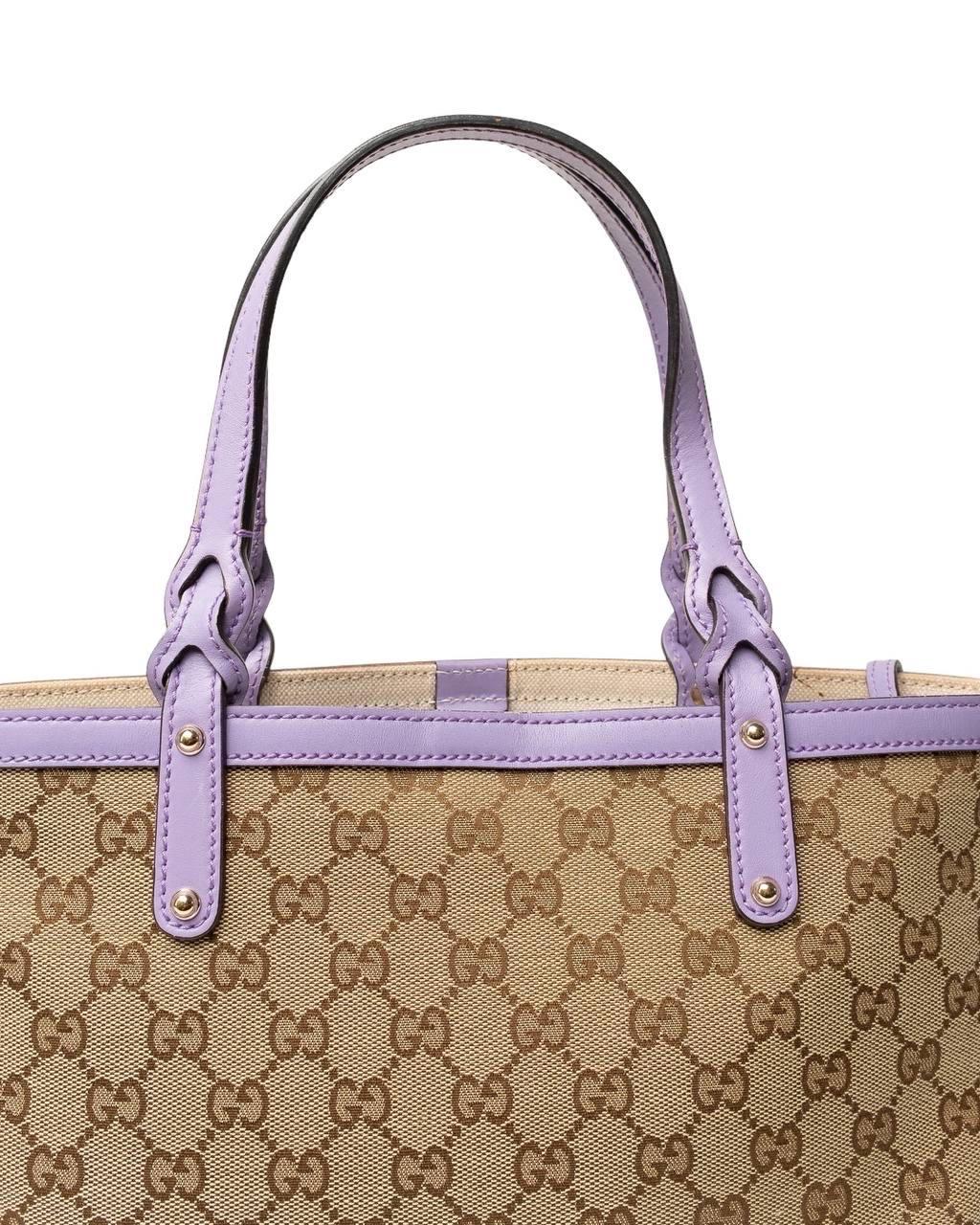 Borsa A Spalla Gucci Shopper Small GG Supreme Lilla en vente 8