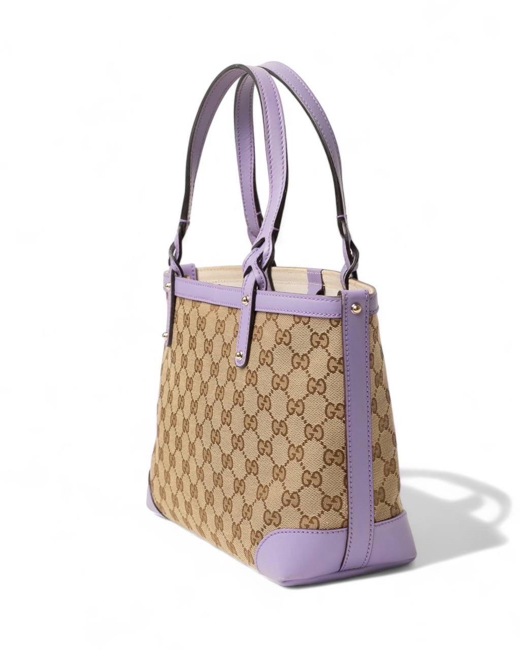 Borsa A Spalla Gucci Shopper Small GG Supreme Lilla Bon état - En vente à Torre Del Greco, IT