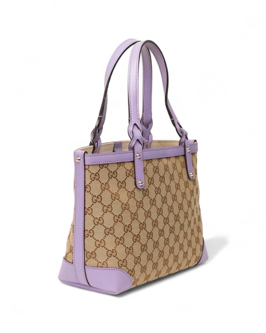 Borsa A Spalla Gucci Shopper Small GG Supreme Lilla en vente 1