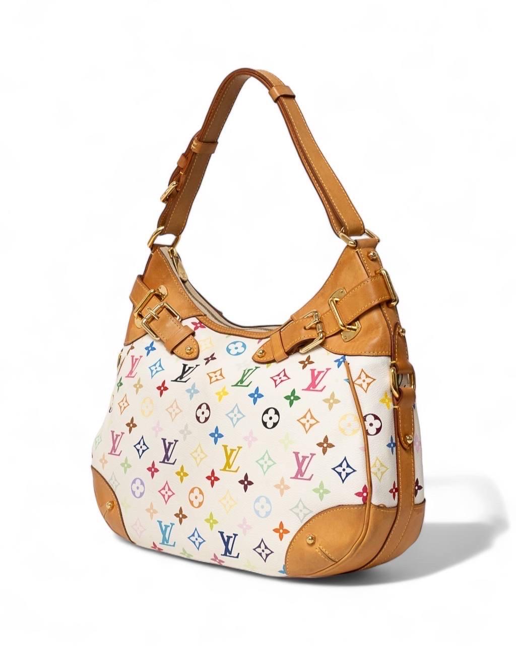 Borsa a Spalla Louis Vuitton Greta GM Multicolor Bianco In Good Condition In Torre Del Greco, IT