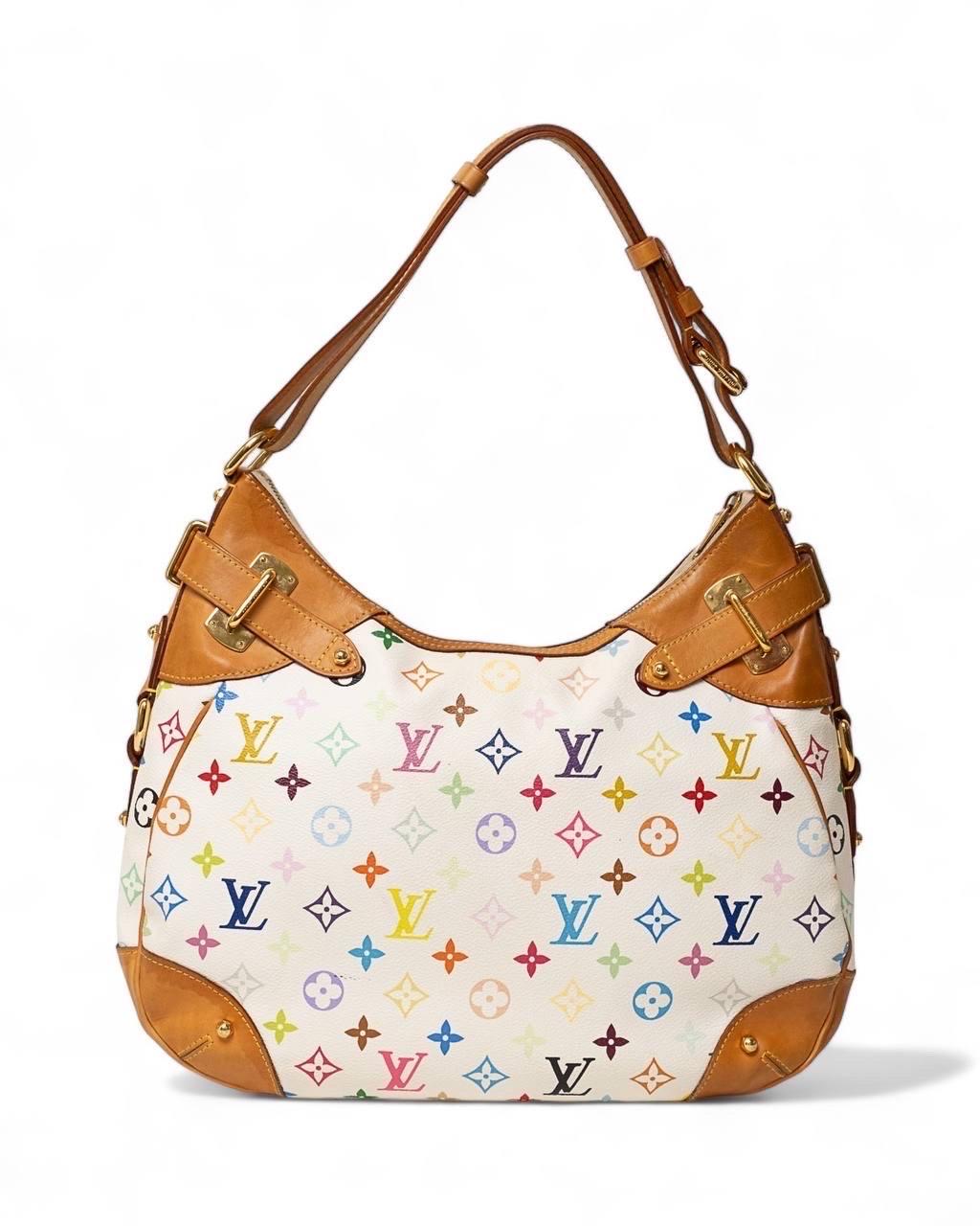 Women's Borsa a Spalla Louis Vuitton Greta GM Multicolor Bianco