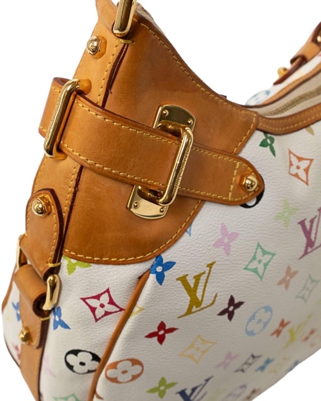 Borsa a Spalla Louis Vuitton Greta GM Multicolor Bianco 2
