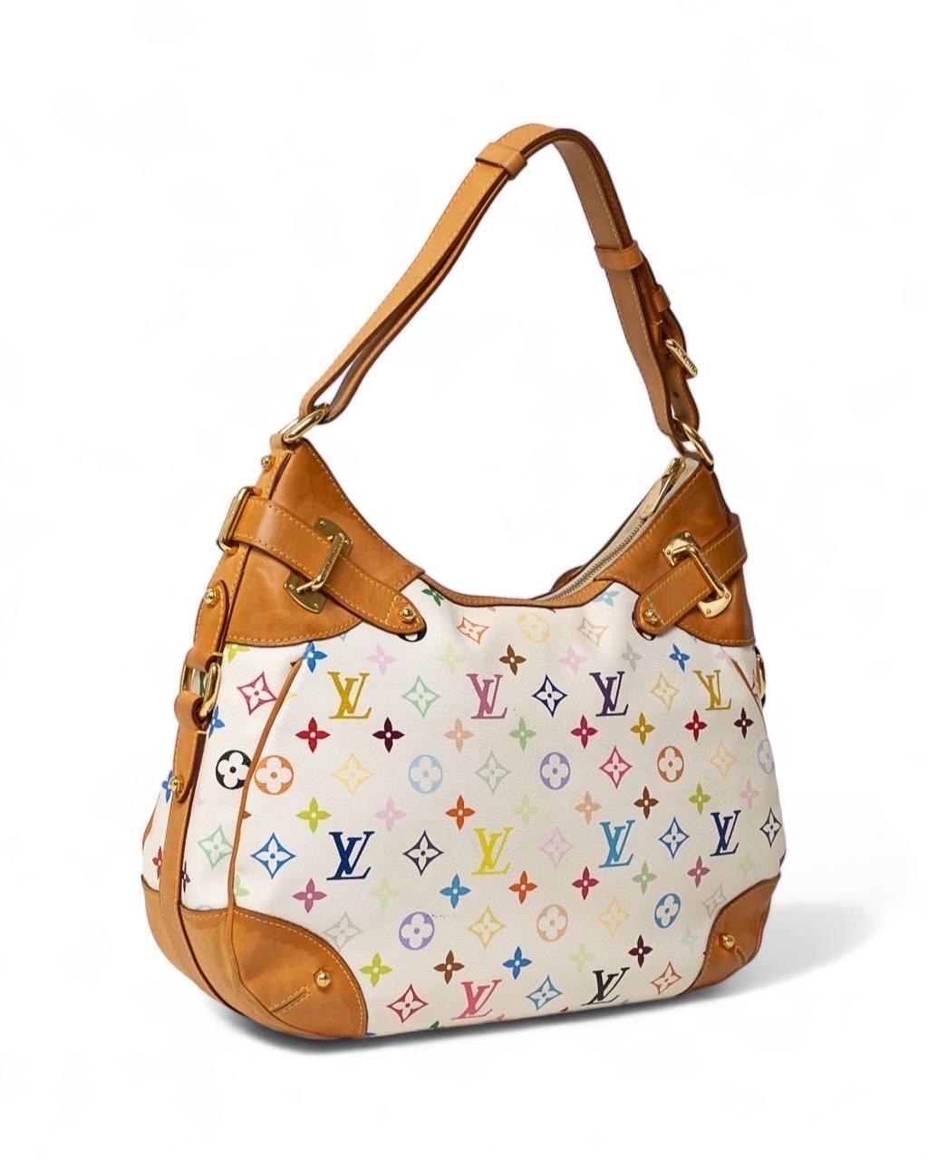 Borsa a Spalla Louis Vuitton Greta GM Multicolor Bianco 4