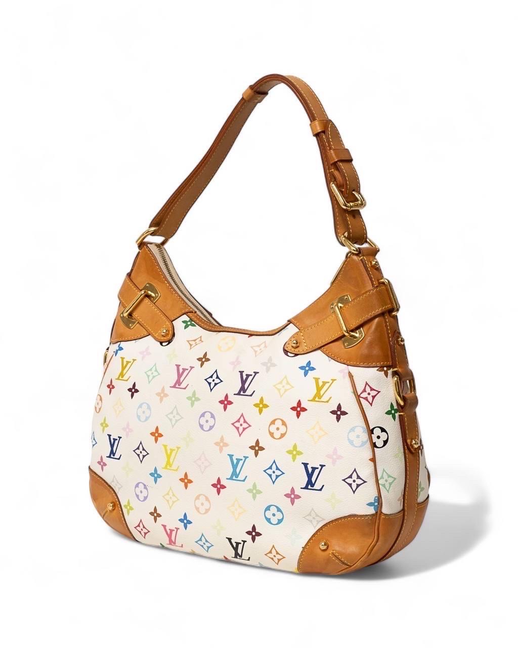 Borsa a Spalla Louis Vuitton Greta GM Multicolor Bianco 5