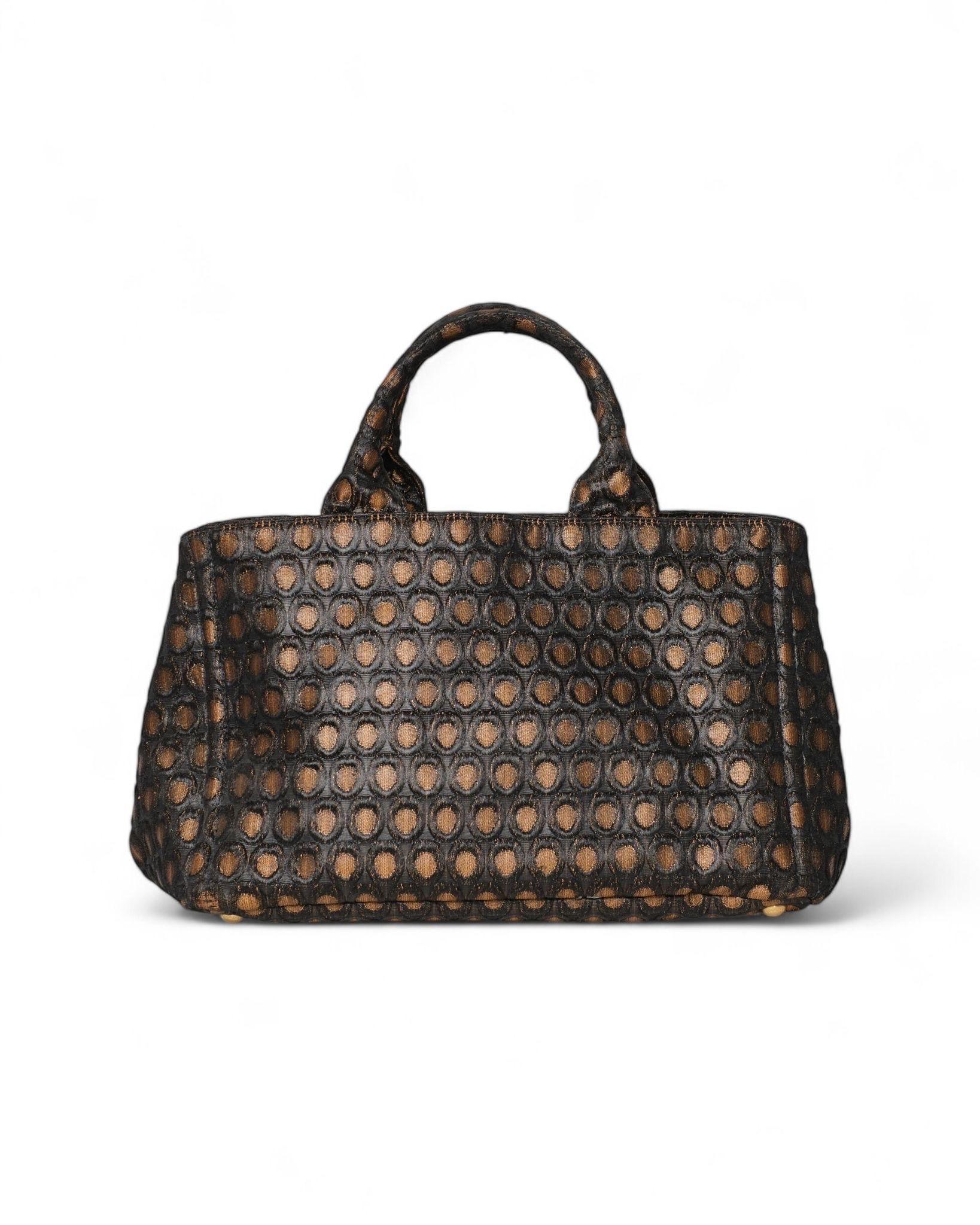 Borsa a Spalla Prada Canapa Shopper Tela Circle Marrone For Sale 4