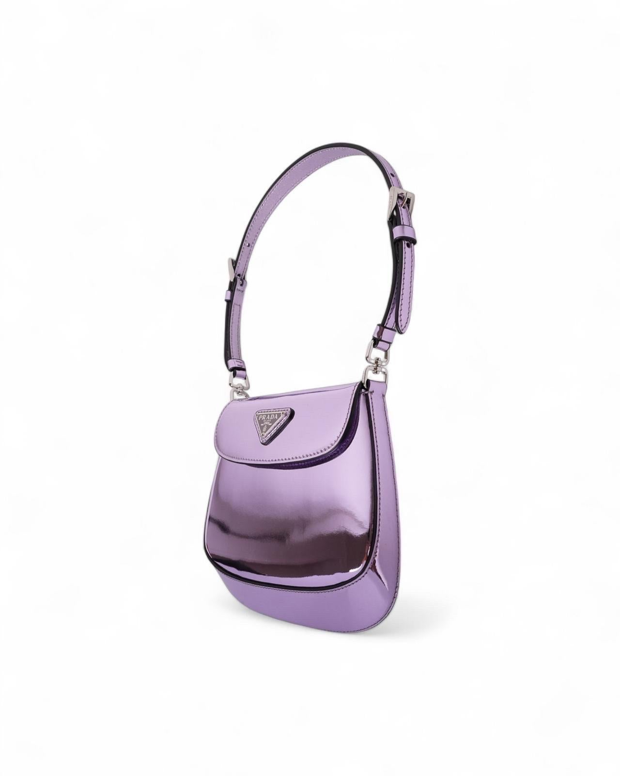 Purple Borsa a spalla Prada Cleo Mini Pelle Spazzolata Lilla