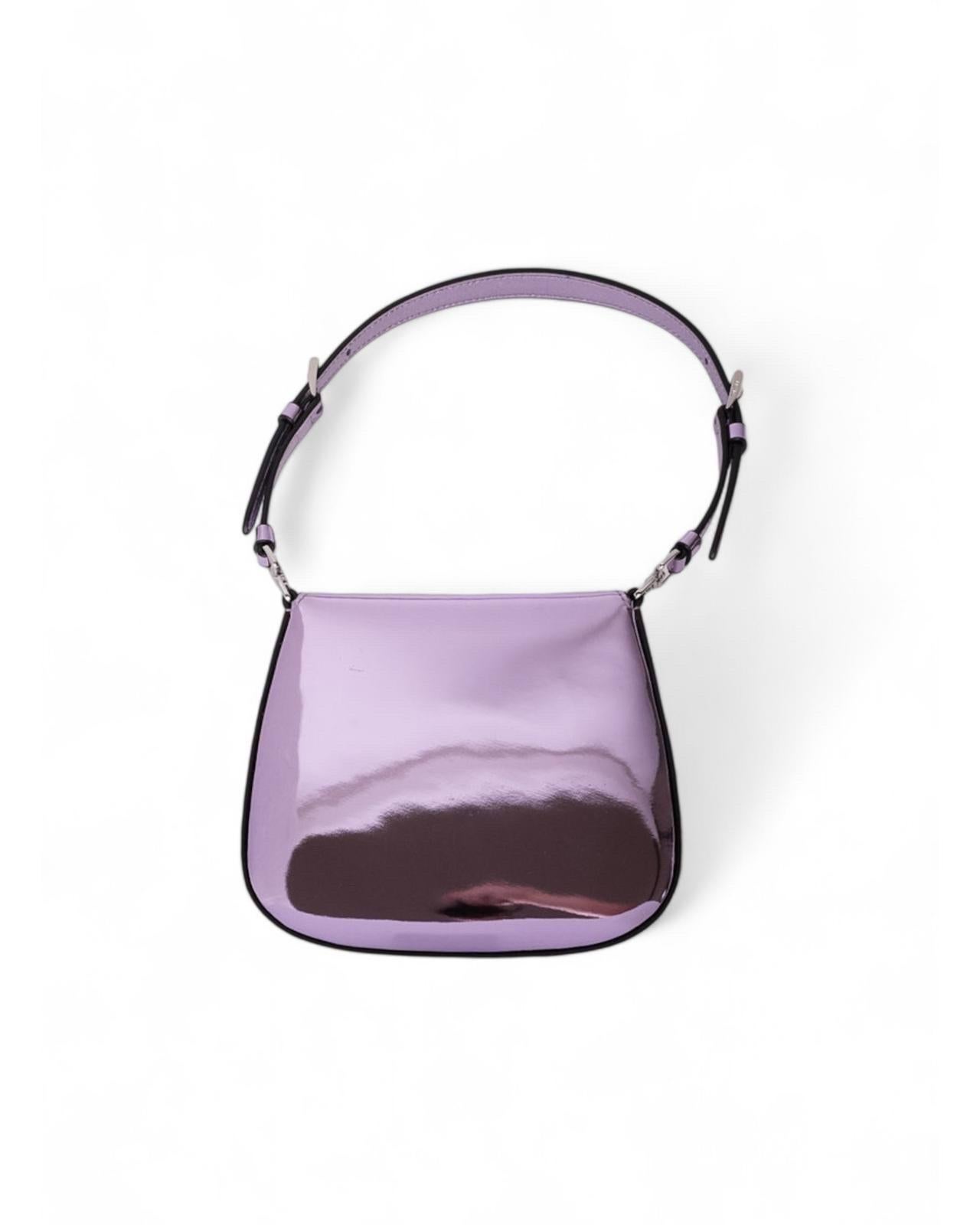 Borsa a spalla Prada Cleo Mini Pelle Spazzolata Lilla 1