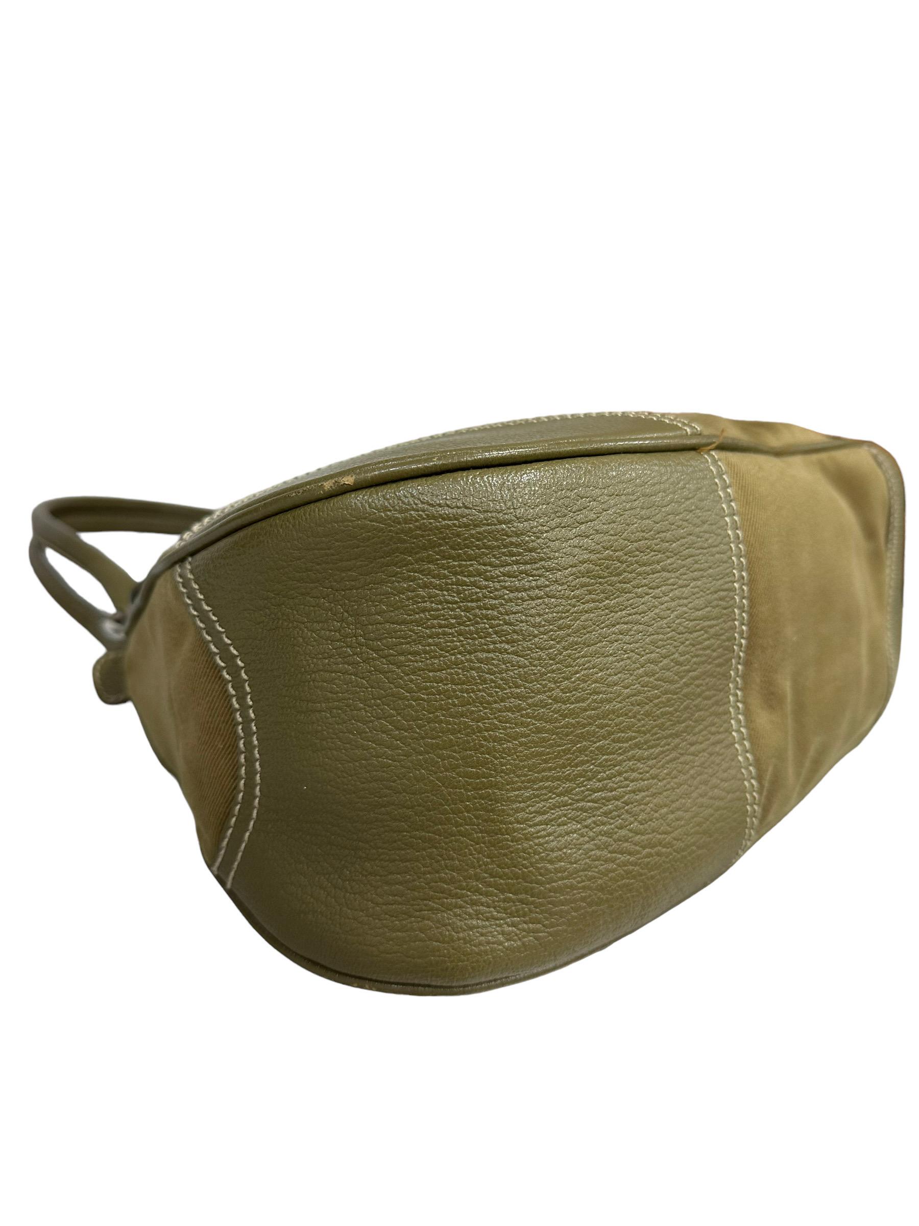 Borsa A Spalla Prada Hobo Tessuto Verde Militare  6