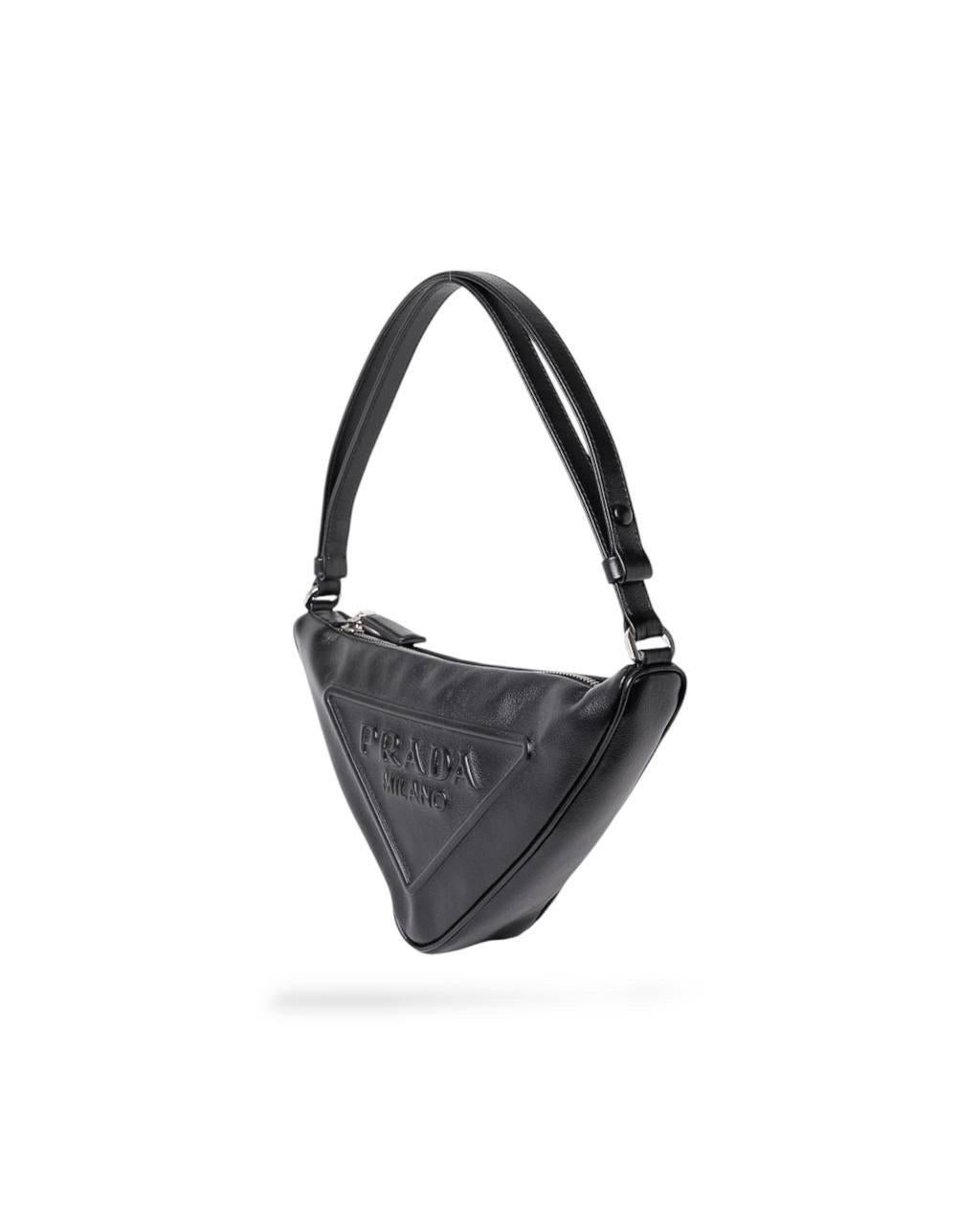 Black Borsa A Spalla Prada Triangle Logo Nero For Sale