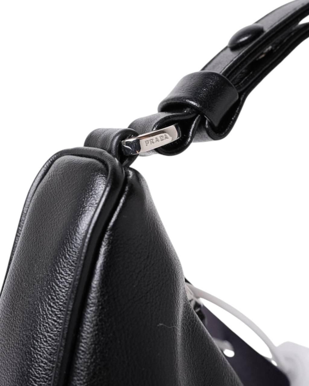 Women's Borsa A Spalla Prada Triangle Logo Nero For Sale