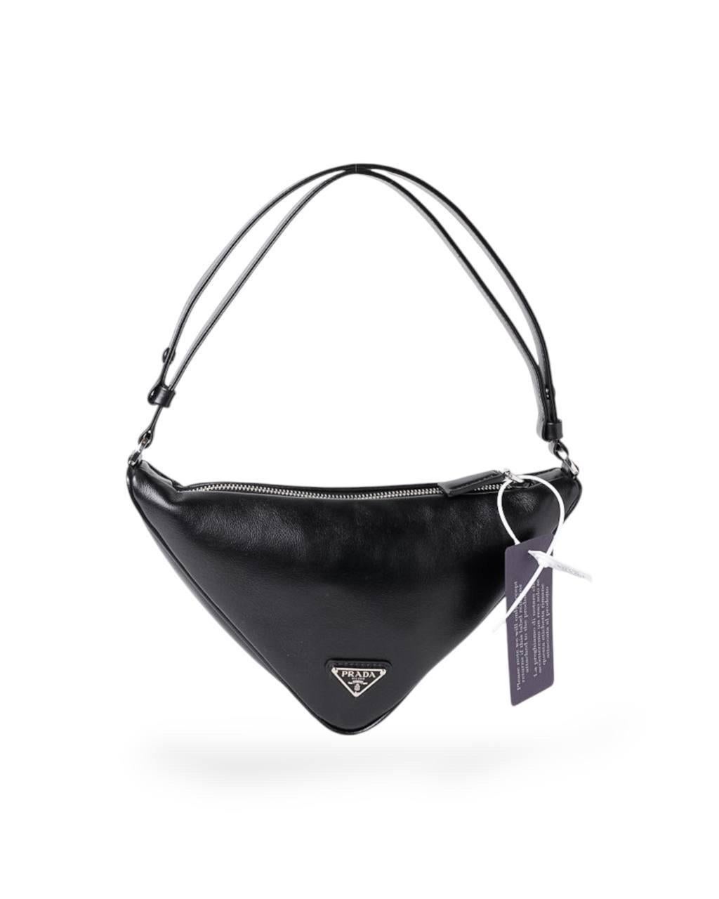 Borsa A Spalla Prada Triangle Logo Nero For Sale 4