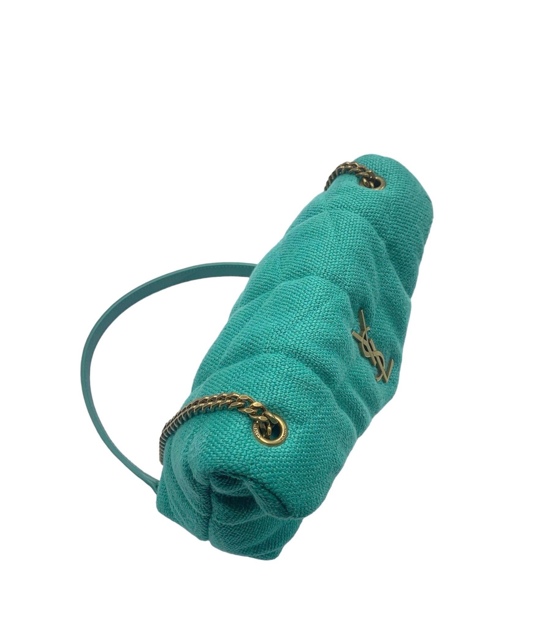 Borsa A Spalla Saint Laurent Puffer Toy Tela Verde 1