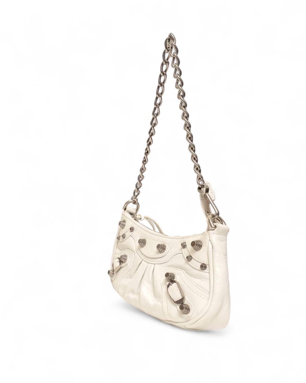 Women's Borsa a Tracolla Balenciaga Le Cagole Mini Bianca For Sale