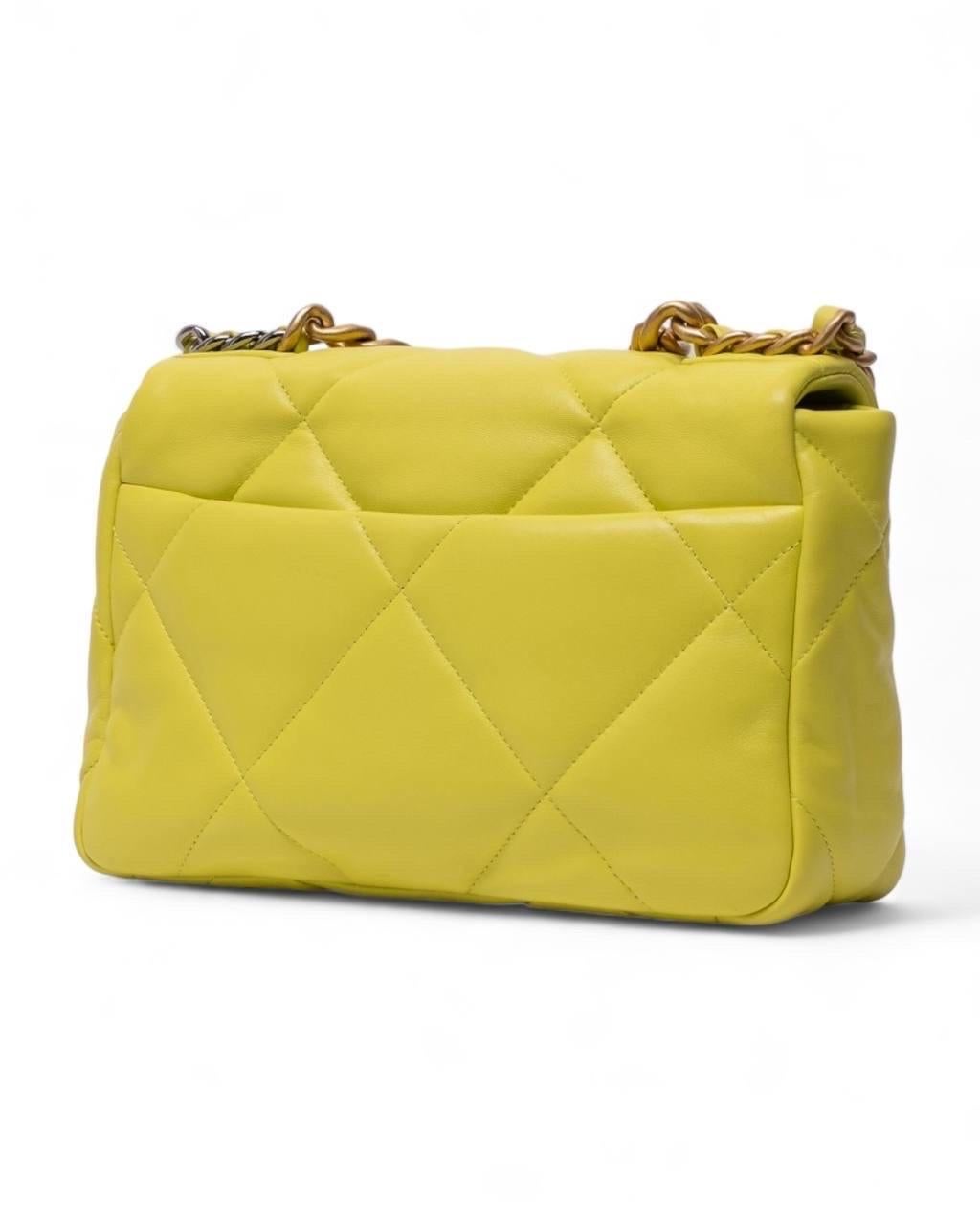 Borsa A Tracolla Chanel 19 Small Verde Fluo For Sale 2