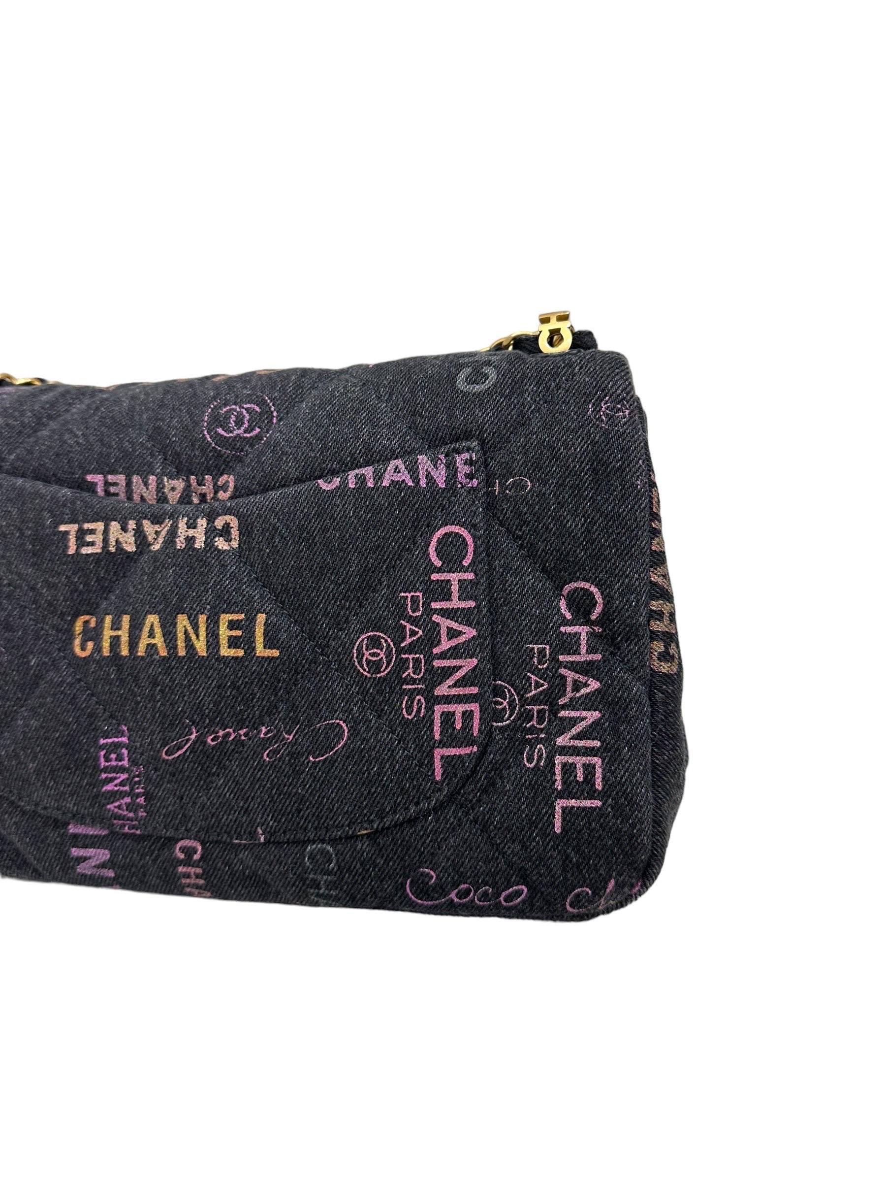 Borsa A Tracolla Chanel 2.55 Graffiti Denim Nero L.E. 2023 6