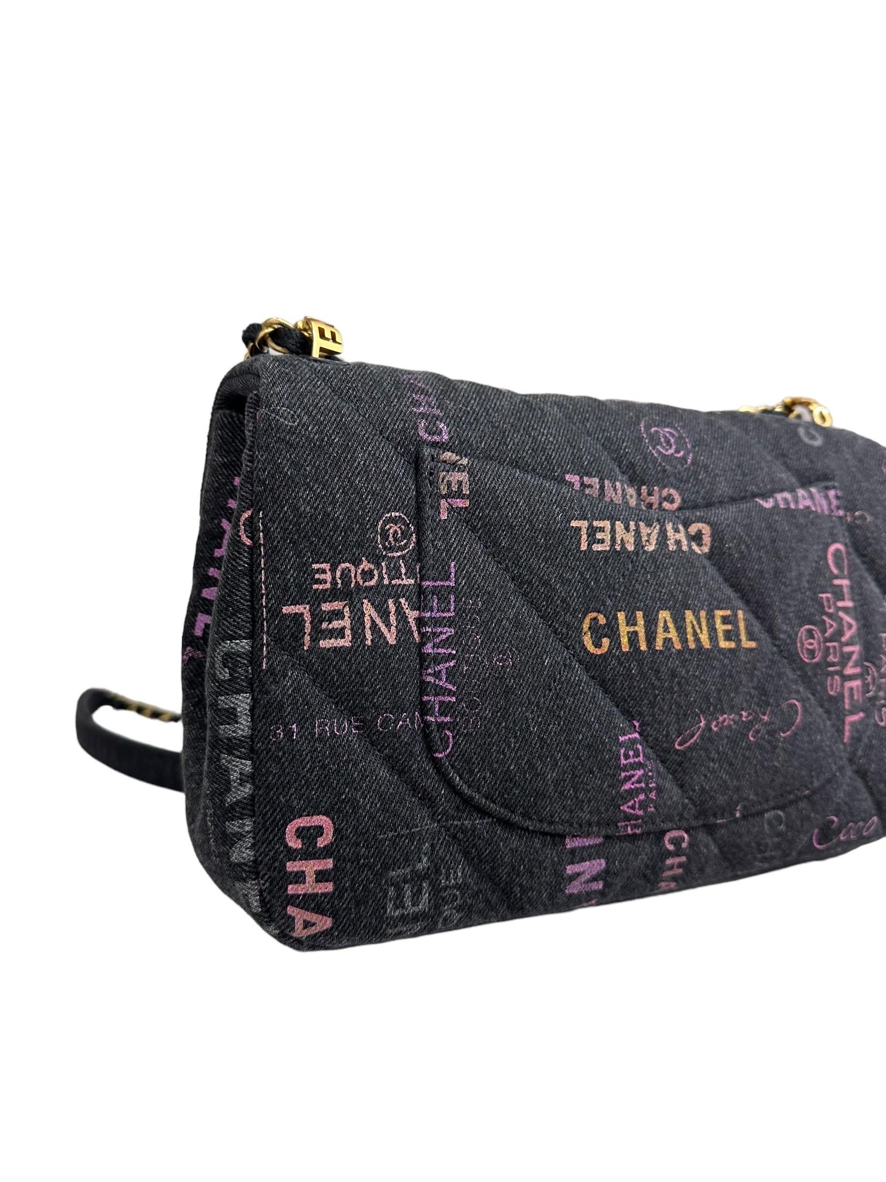 Borsa A Tracolla Chanel 2.55 Graffiti Denim Nero L.E. 2023 5