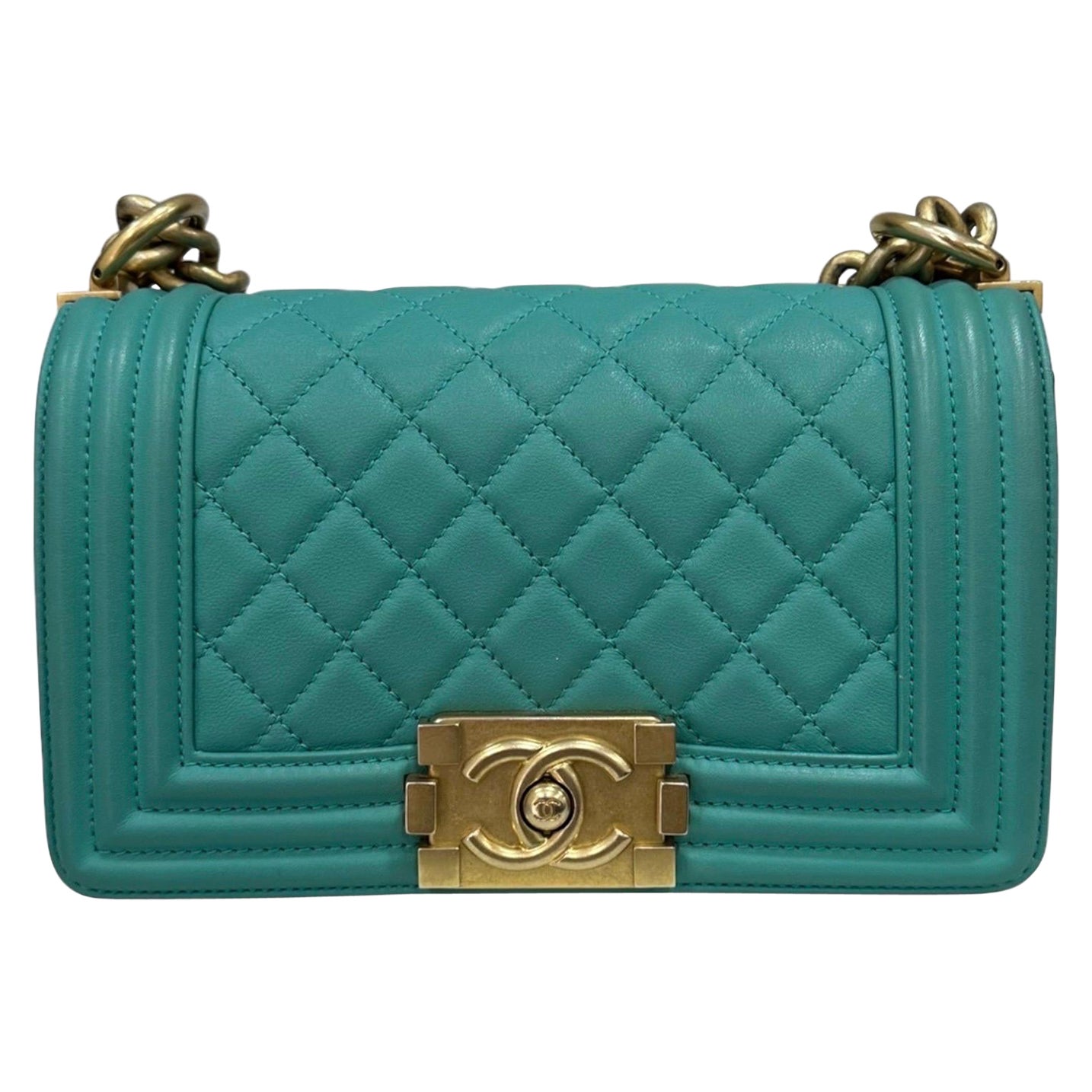 Borsa A Tracolla Chanel Boy Mini Tiffany Pelle Liscia 2019 im Angebot