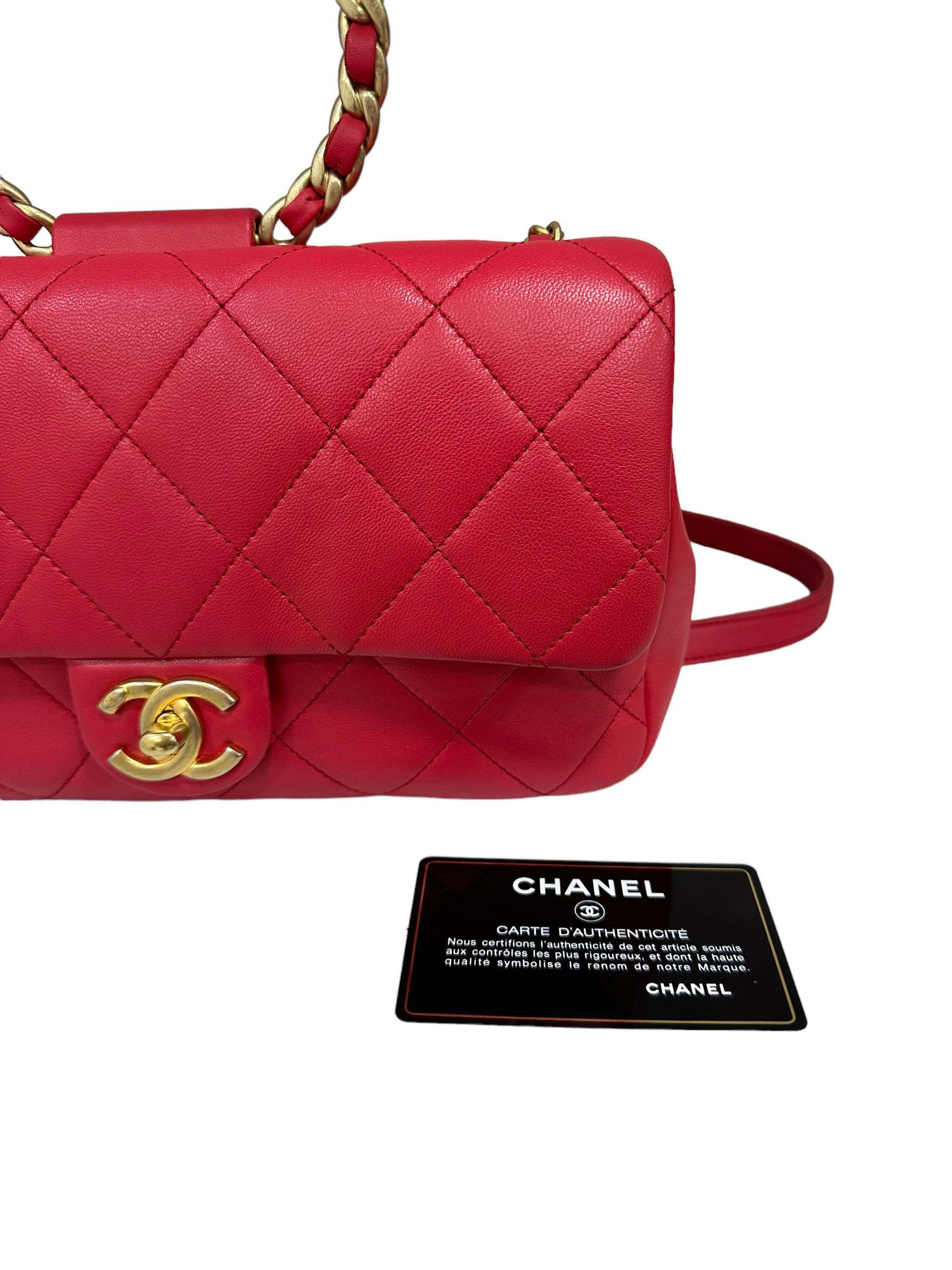 Borsa A Tracolla Chanel Circle Handle Pelle Liscia Rossa 2019 For Sale 1