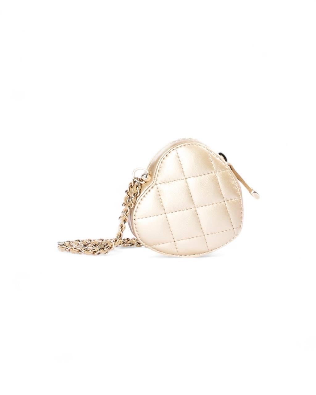 Borsa a Tracolla Chanel Heart Micro Timeless Oro For Sale 1