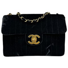 Borsa A Tracolla Chanel Jumbo Classic Flap Velluto Nero 1994-1996