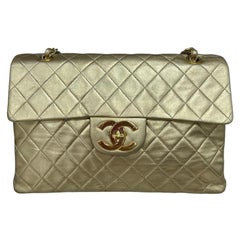 Borsa A Tracolla Chanel Maxi Jumbo In Pelle Liscia Oro 1989/1991