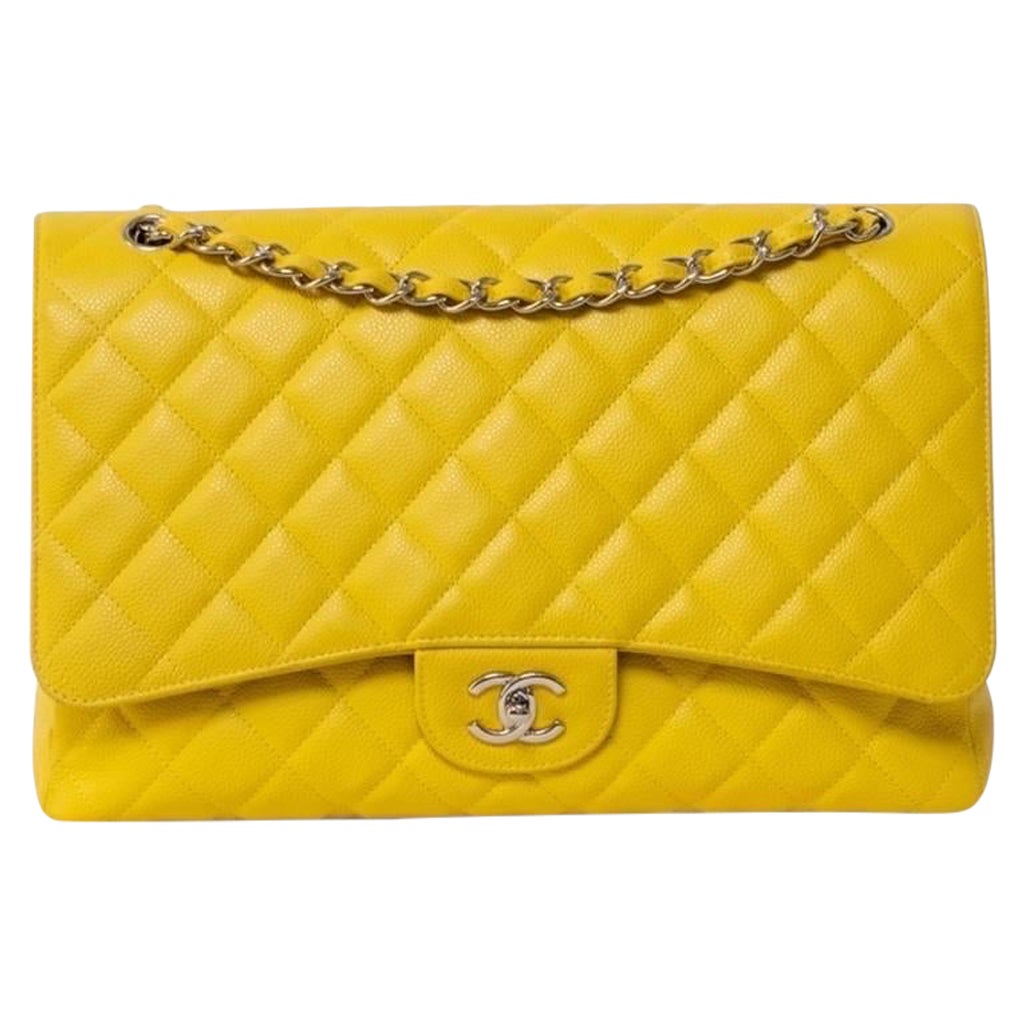 Borsa A Tracolla Chanel Maxi Jumbo Timeless Kaviar Gialla
