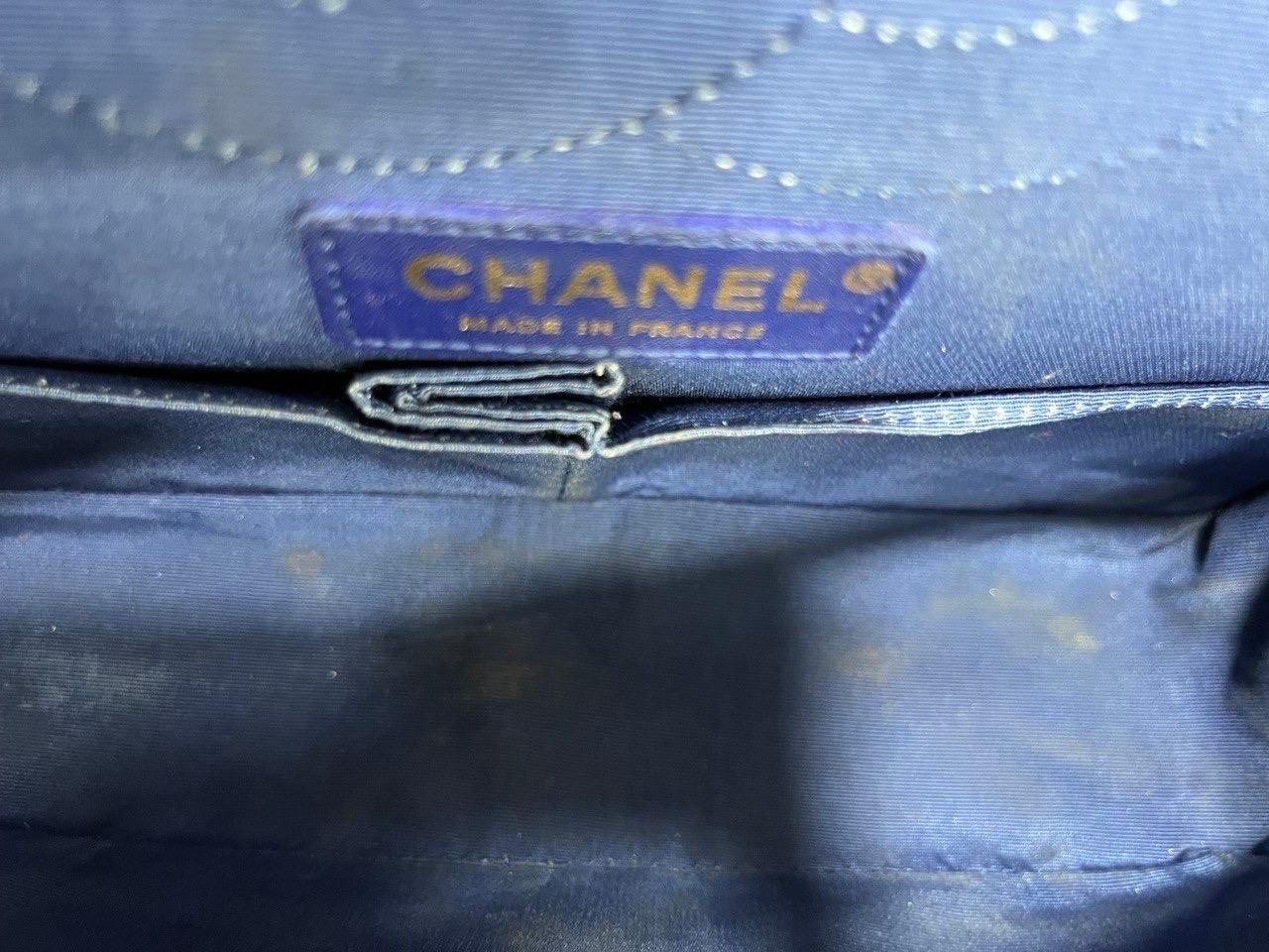 Borsa A Tracolla Chanel Reissue Blaues Jersey 2009/2010 im Angebot 7