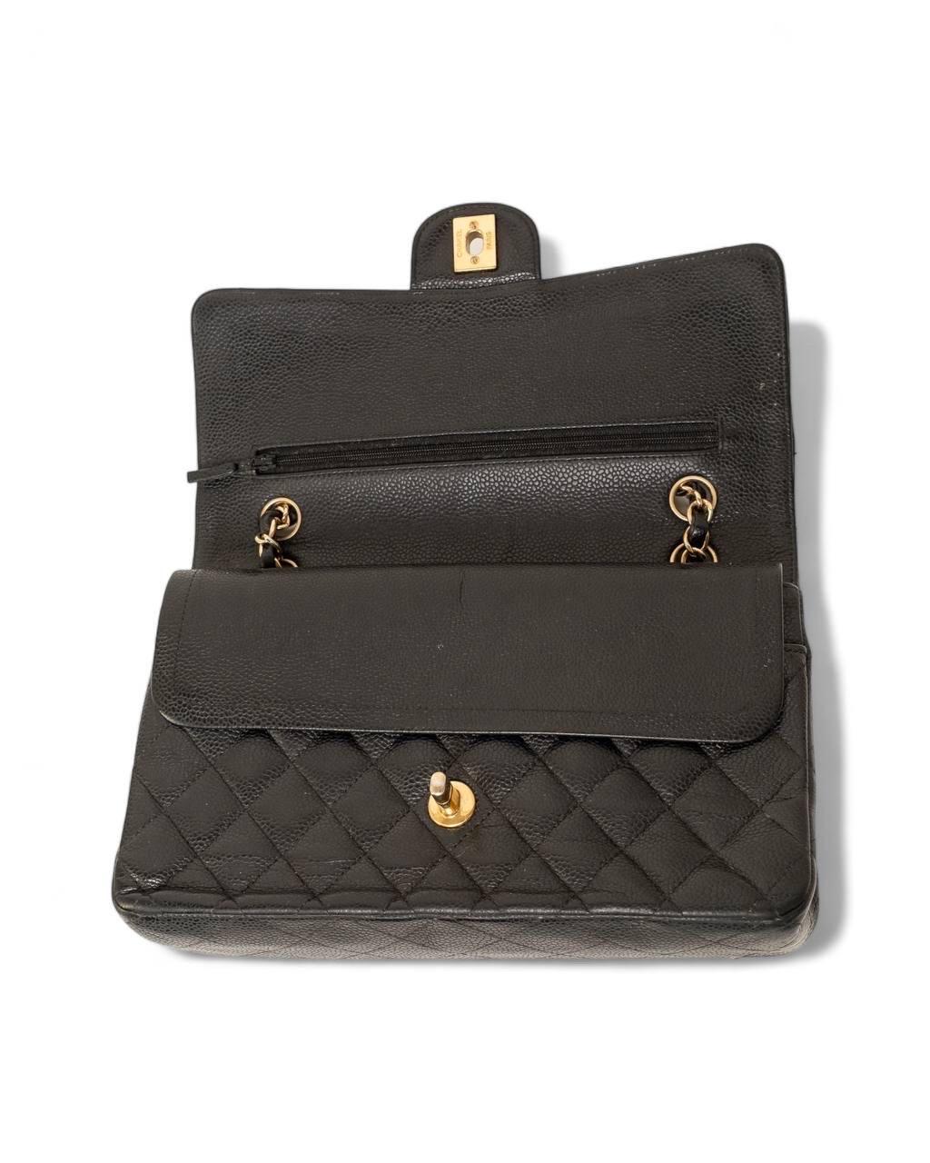 Noir Borsa a Tracolla Chanel Timeless Double rabat 2.55 Caviar Nera