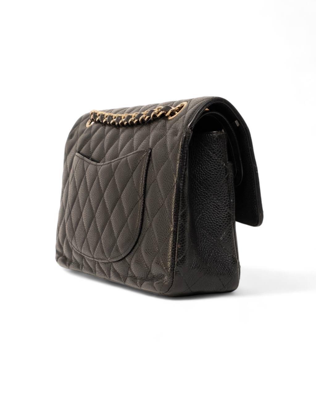 Borsa a Tracolla Chanel Timeless Double rabat 2.55 Caviar Nera 3