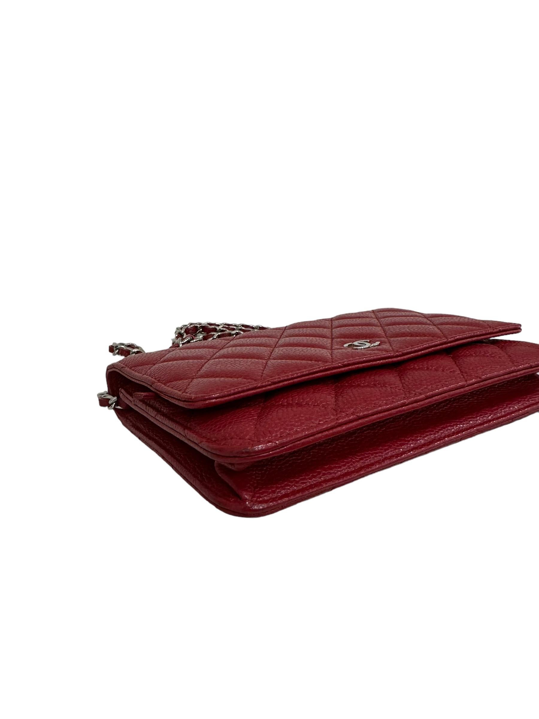 Borsa A Tracolla Chanel Brieftasche an Kette Kaviar Rossa 2014 im Angebot 6