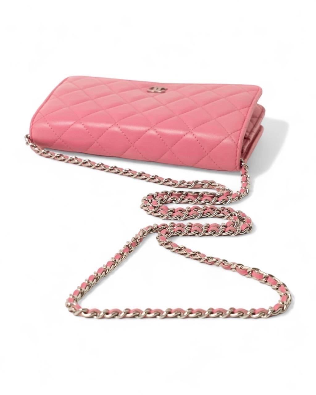 Borsa a Tracolla Chanel Wallet On Chain CC Glitter Rosa 5