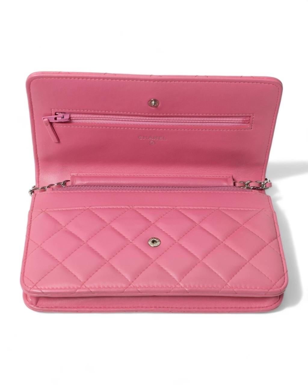 Borsa a Tracolla Chanel Wallet On Chain CC Glitter Rosa 11