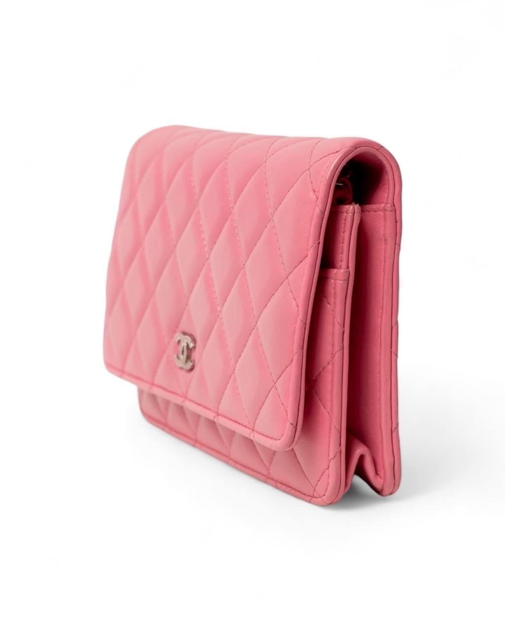 Pink Borsa a Tracolla Chanel Wallet On Chain CC Glitter Rosa