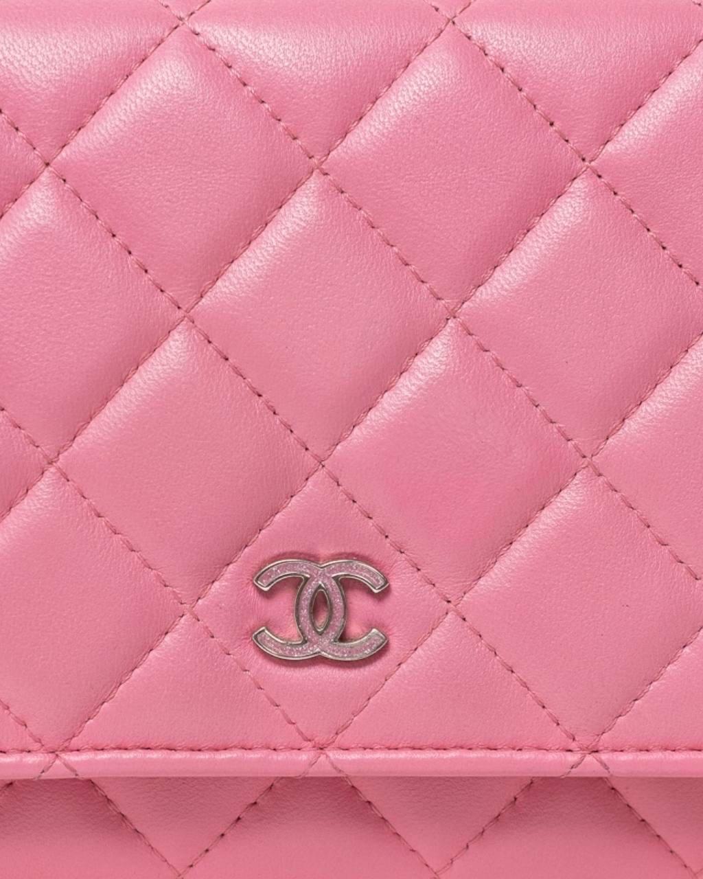 Women's Borsa a Tracolla Chanel Wallet On Chain CC Glitter Rosa