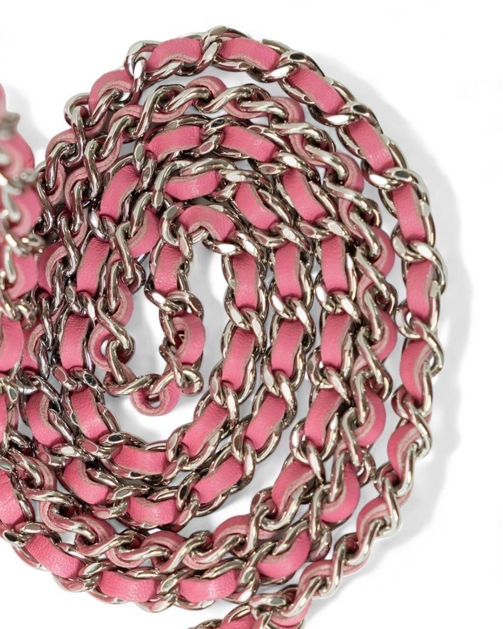 Borsa a Tracolla Chanel Wallet On Chain CC Glitter Rosa 4