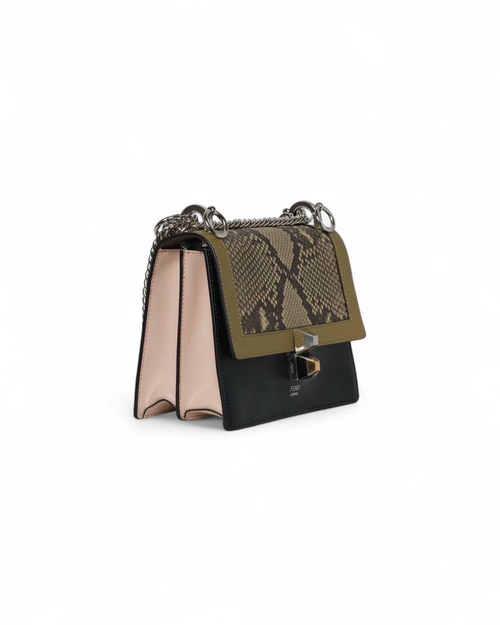 Gray Borsa A Tracolla Fendi Kan I Small Tricolor Nera For Sale