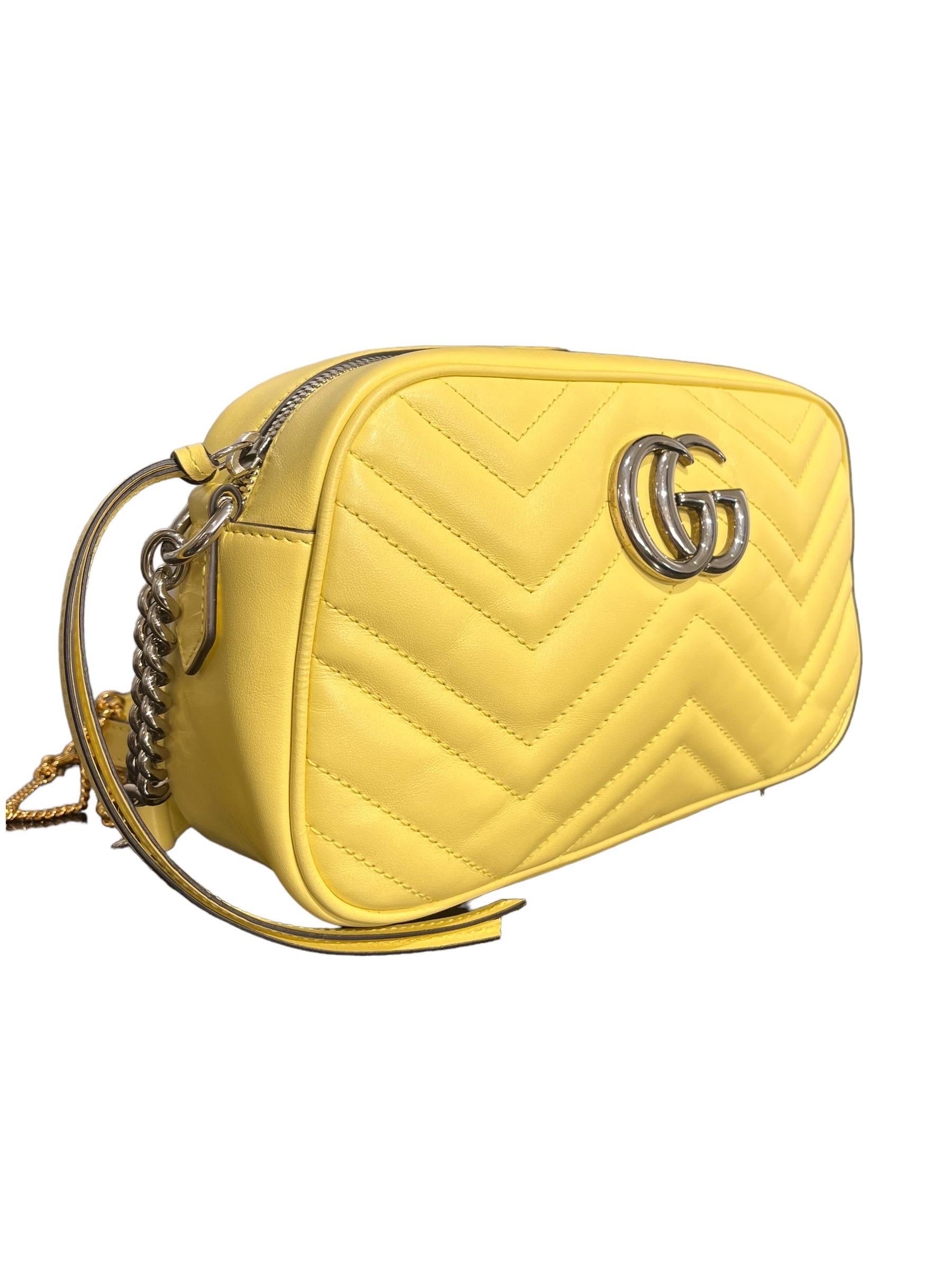Borsa a Tracolla Gucci Camera Bag Marmont Giallo Pastel In Good Condition For Sale In Torre Del Greco, IT