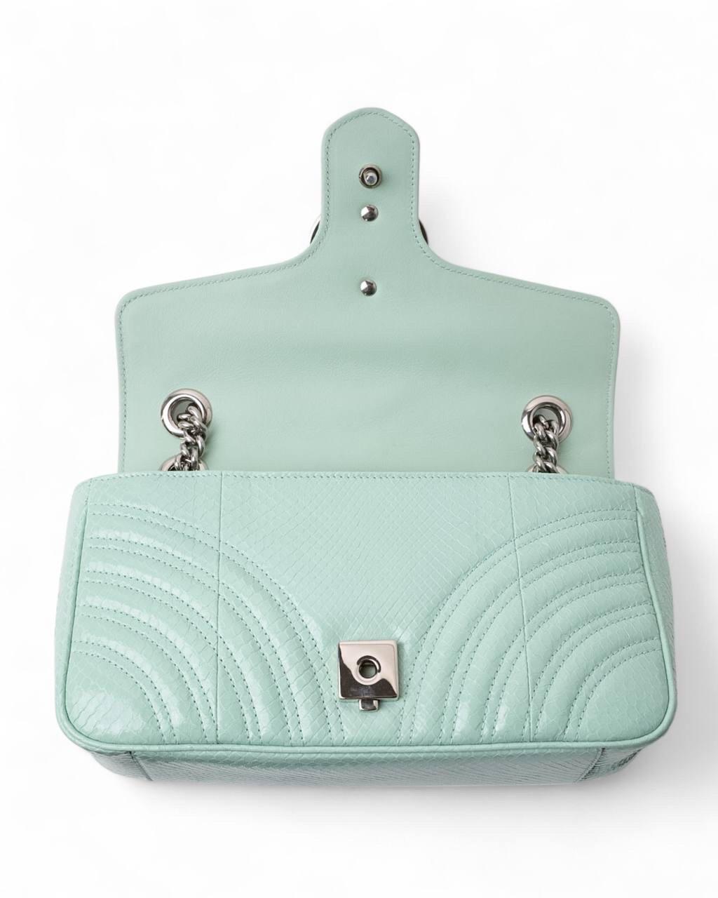 Borsa a Tracolla Gucci GG Marmont Pitone Vernice Tiffany 5
