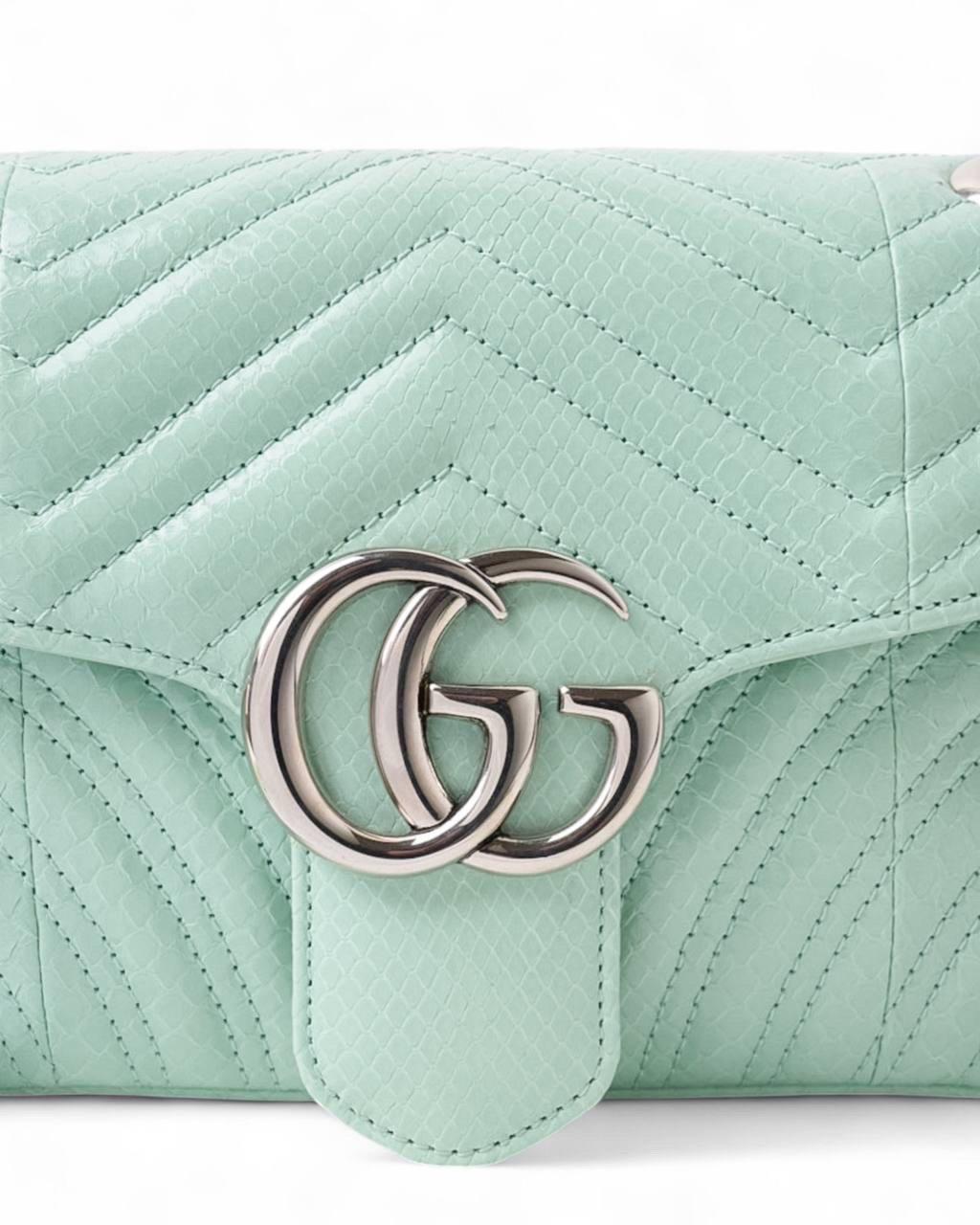 Borsa a Tracolla Gucci GG Marmont Pitone Vernice Tiffany In Good Condition In Torre Del Greco, IT
