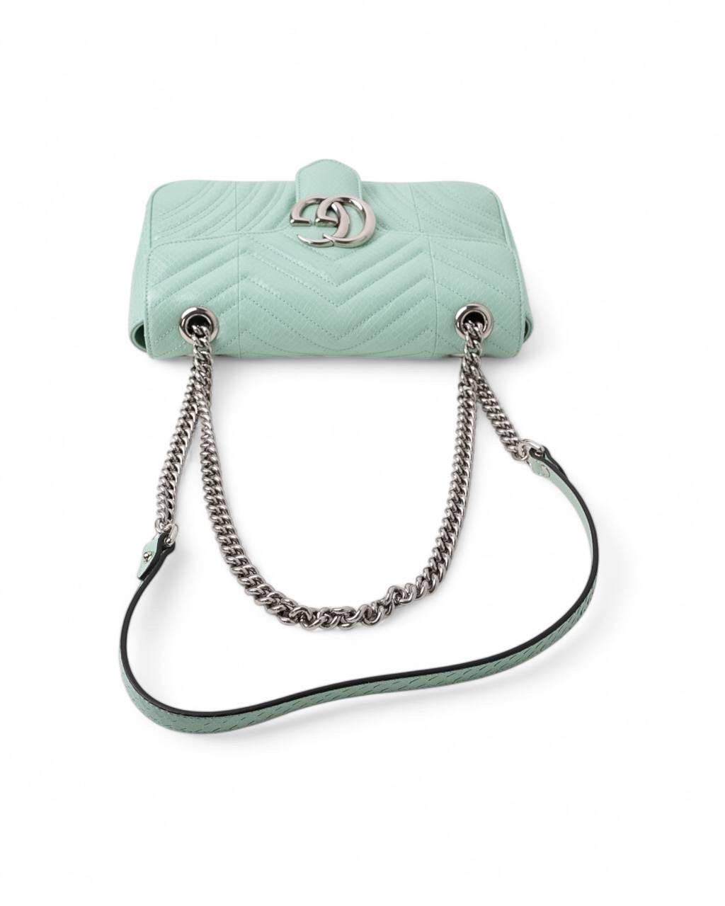Borsa a Tracolla Gucci GG Marmont Pitone Vernice Tiffany 4